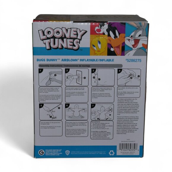 6 ft Bugs Bunny Looney Tunes LED Light Up Christmas Inflatable Space Jam NEW! - Picture 8 of 9